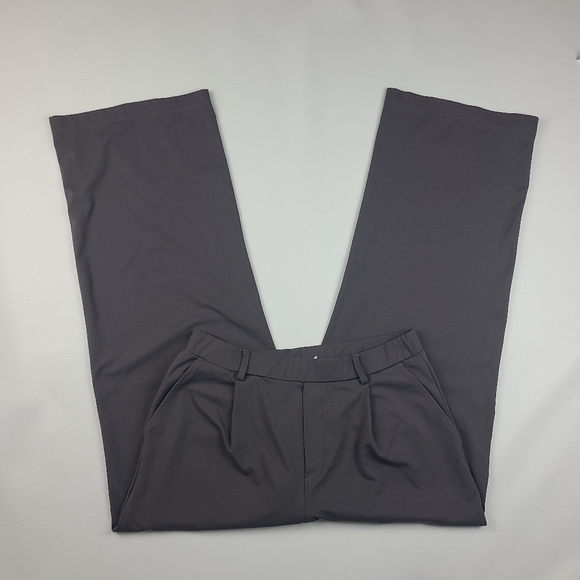 Women’s sz Large Charcoal Gray Wide Leg Pants Relaxed Fit Career Casual Loose - Picture 5 of 12